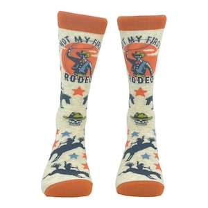 Not My First Rodeo, Horse Socks, Skull Socks, Funky Mens Socks, Funny Socks, Cowboy Socks, Work Socks, Funny Mens Socks