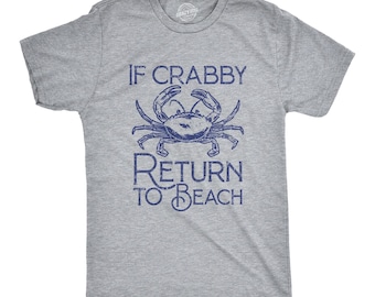 Camiseta "Crabby Beach", camiseta com humor sarcástico de férias.