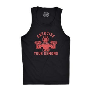 Exercise Your Demons Tank Top, Funny Devil Workout Shirt