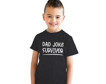 Maglietta per bambini con scritta "Dad Joke Survivor", maglietta divertente per ragazzi, regalo per la festa del papà