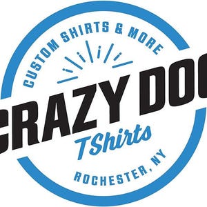 a logo for a company called "Crazy Dog Tshirts".