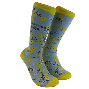 Swearing Helps Socks, Womens Floral Socks, Cute Womens Socks,  Novelty Socks, Swearing Socks, Cussing Socks , Funny Socks Women