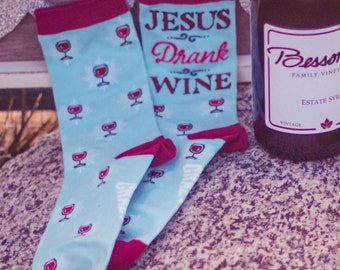 Jesus Drank Wine, Jesus Socks, Wine Socks, Wine Lover Gifts, Womens Novelty Socks, Funny Socks Women, Wine Socks For Women, Love Jesus Socks