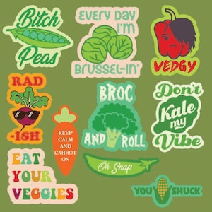 Funny Vegetable Pun Stickers | Waterproof Vinyl Decals, Laptop Stickers