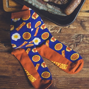 Groomsmen Socks, Funny Food Socks, Eggs And Bacon Socks, Funky Socks, Mens Novelty Socks, Cool Mens Socks, Foodie Socks, Compression Socks