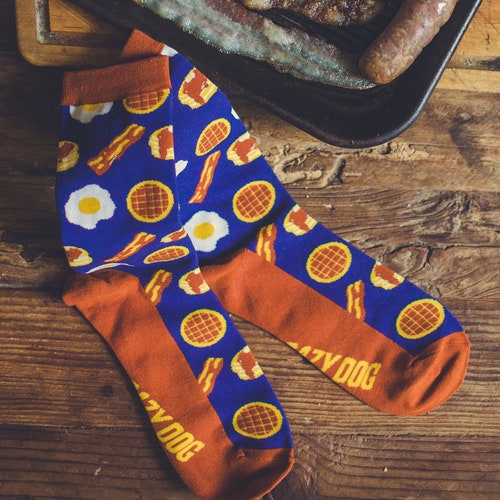 Groomsmen Socks, Funny Food Socks, Eggs And Bacon Socks, Funky Socks, Mens Novelty Socks, Cool Mens Socks, Foodie Socks, Crazy Socks