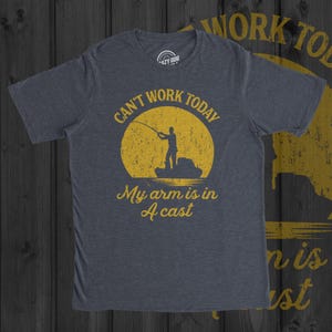 Funny Fishing T-Shirt, Fisherman Gift, Arm Cast Graphic Tee image 2