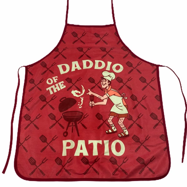 Daddio Of The Patio, Funny Barbecue Apron, Meat BBQ Apron, Offensive Apron, Fathers Day Cooking Gift, Funny Gift for Dad, Cooks Gift