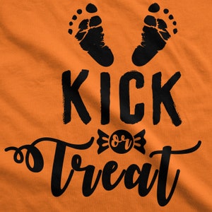 Kick Or Treat Baby Shirt, Halloween Pregnancy Gift, Funny PLUS SIZE Baby Due Date Maternity Shirt, Expecting Mom To Be Shirt, Cute Halloween image 2