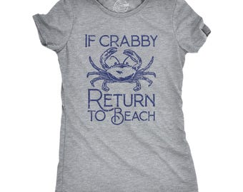 T-Shirt mit Krabbenmotiv, „Wenn die Krabben zurück an den Strand kommen“, Urlaubsshirt