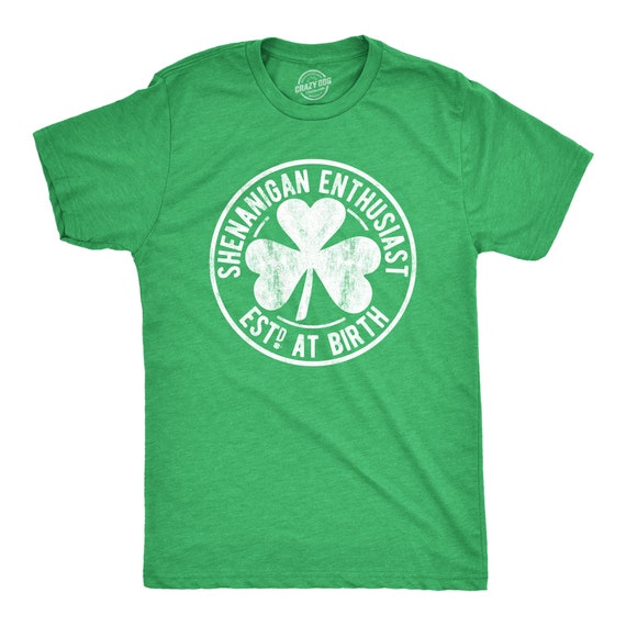 SHENANIGANS Enthusiast CIRCLE, Saint Patricks Day Shirt, Shenanigans Shirt, Lucky Green shirt,Shamrock Shirt Mens,Clover Shirt, Funny Shirts Il_570xn