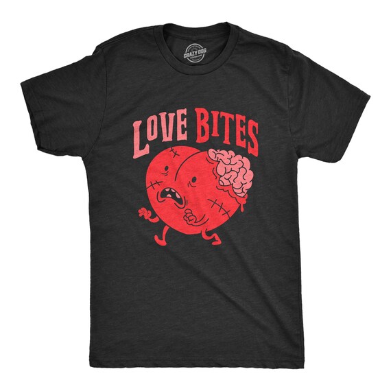 Valentines Heart Shirt Mens, Love Bites Shirt, Zombie Heart Shirt, Unisex Shirts, Valentines Day Tee, Zombie Shirts, Funny Shirts, Undead Il_570xn