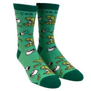 T-Rex Socken, Tea Rex Socken, Geschenke für Dinosaurier-Liebhaber, Damen Neuheit Socken, coole Damensocken, lustige Frauensocken, Tee-Liebhaber-Socken, Teesocken