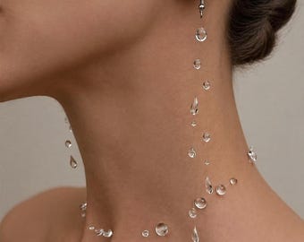 Invisible Water Drop Jewelry Set Floating Crystal Earrings Necklace Bridal Wedding Accessories Gift for Minimalist Bridal Jewelry for Women