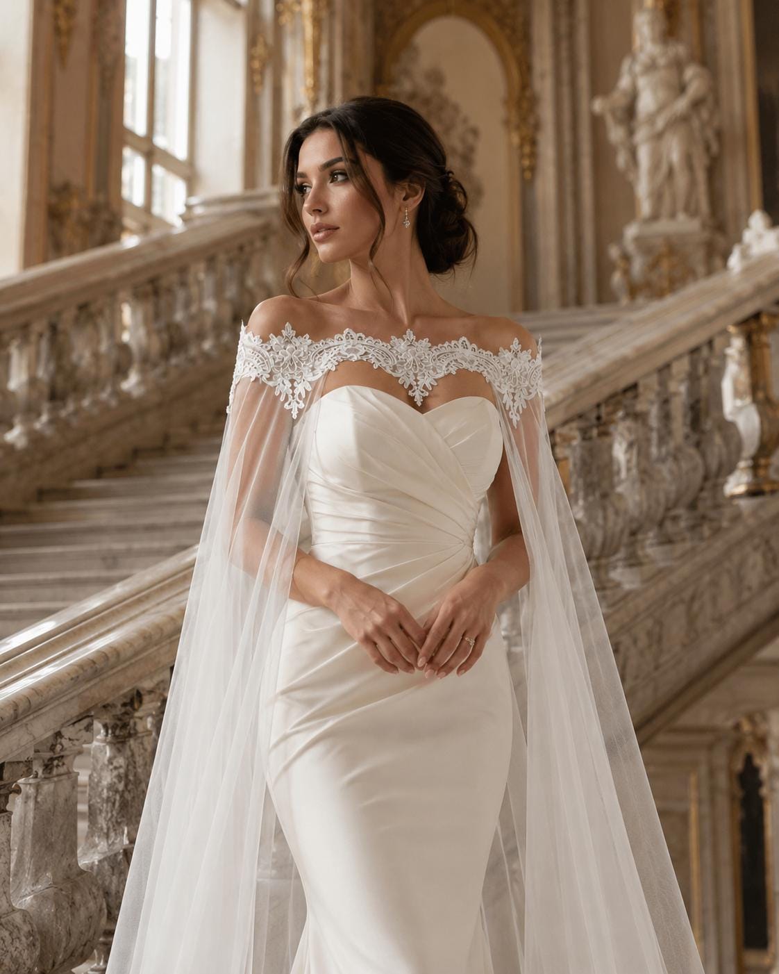 neith. Veil Off-shoulder Dress(White) The Off the shoulder wedding