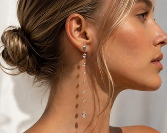 Invisible Crystal Water Drop Earrings Bridal Earrings Long Dangle Earrings Water Drop Earrings Wedding Jewelry Statement Earrings