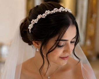 Pearl & Crystal Bridal Headband • Crystal Bridal Headband • Pearl Wedding Headband • Wedding Hair Accessory •