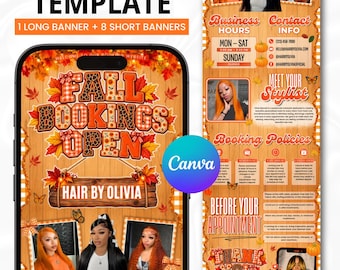 Fall Acuity Scheduling Template, Autumn Beauty Booking Website Banners, Editable Canva Design, Digital Download