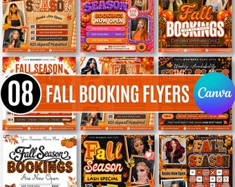 Fall Booking Flyer Templates, Canva Bundle, Beauty Business (Digital Download)