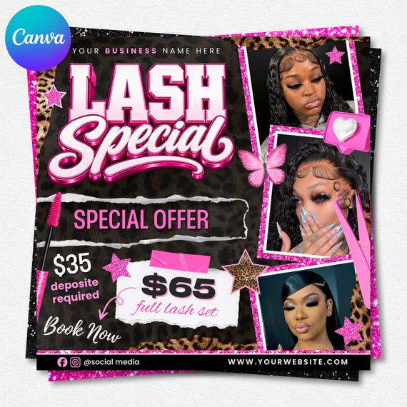 Editable Lash Booking Flyer Template, Lash Extension, Beauty Promotion (Digital Download)