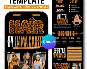 Hair Salon Acuity Website Template, Hairstylist Booking Page, Editable Canva Design, Digital Download