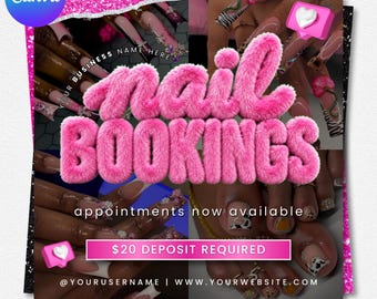 Editable Nail Booking Flyer Template, Nail Tech Special Deal, Beauty Promotion (Digital Download)