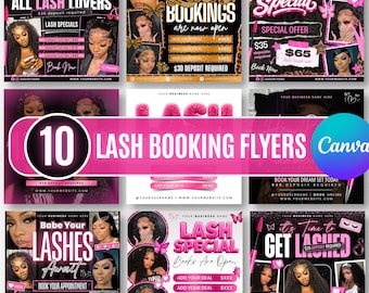10 Editable Lash Booking Flyer Templates, Lash Extension, Beauty Promotion (Digital Download)