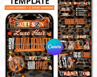 Fall Acuity Scheduling Website, Autumn Beauty Booking Banners, Thanksgiving Salon Canva Template, Digital Download