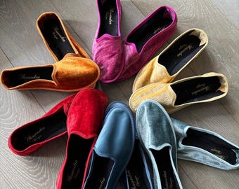 Handgefertigte venezianische Furlane-Schuhe, Samtpantoffeln, italienische Ballerinas