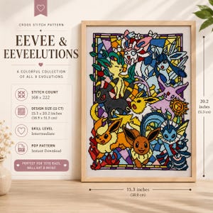 Colourful Creature Evolution Stained Glass Inspired Cross Stitch Pattern