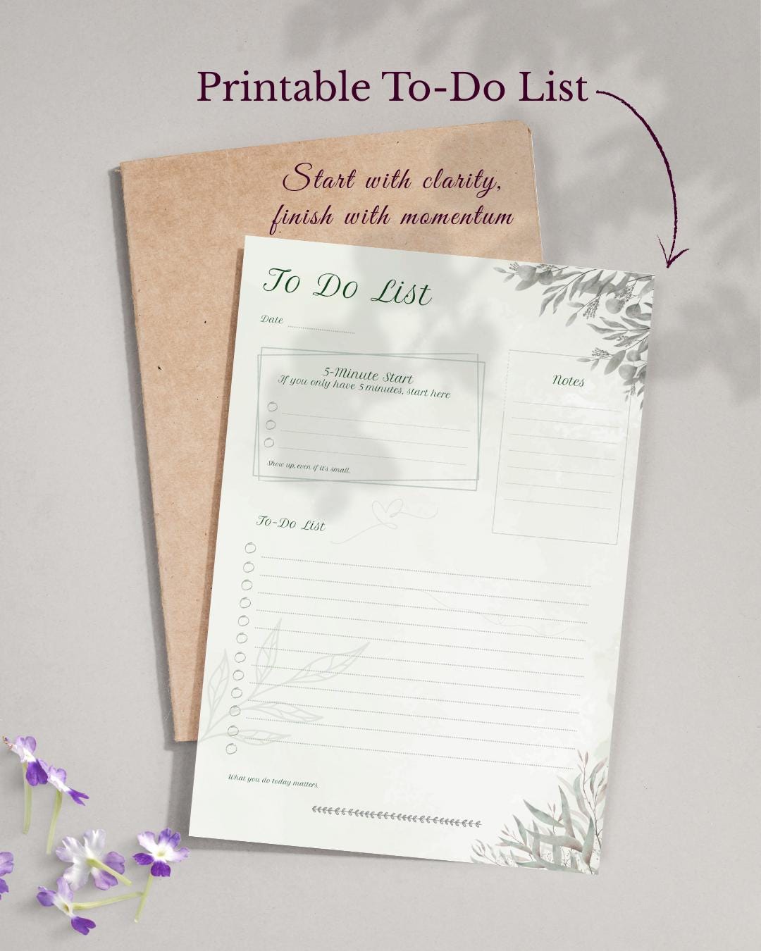 Printable To-do List | Daily Task List PDF | Minimalist Productivity ...