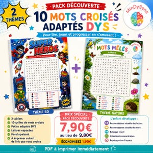Dyslexia-friendly word search puzzles – 10 printable grids – Educational PDF – Children's holiday activity