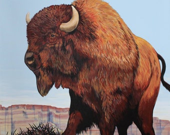 Great Big Buffalo, Original Painting, 42 x 42 inches,