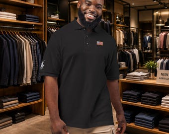 USA Flag Patch Polo Shirt | Embroidered USA Chest and Sleeve Polo.