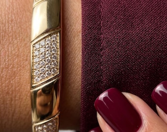Brazalete moderno de oro laminado de 14k / Brazalete apilable de oro impermeable que no se deslustra / Joyería delicada