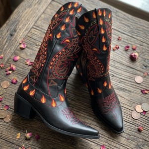 Cowgirl Boots Leather Pointed Toe - Etsy