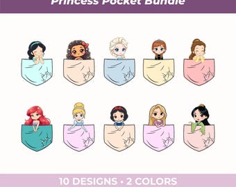 Paquete PNG de Fairytale Pocket Girls / Imágenes prediseñadas de muñecas de bolsillo de princesas
