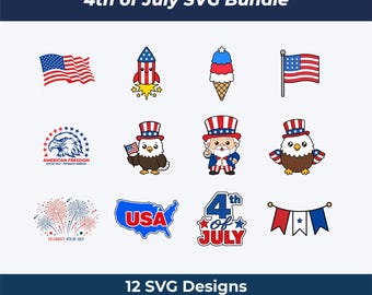 Paquete de archivos SVG patrióticos en capas para el 4 de julio, ideales para Cricut y Easy Cut.