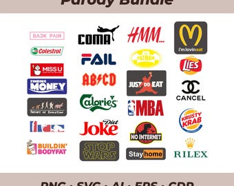 Paquete de logotipos de parodia divertidos en formato PNG y SVG
