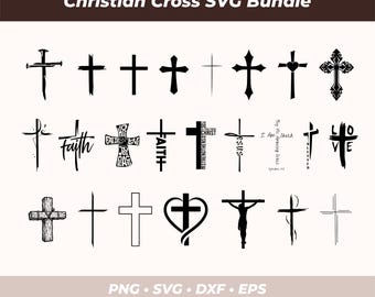 Paquete de imágenes de la Cruz Cristiana con citas de fe para Cricut (formatos SVG, DXF y PNG)
