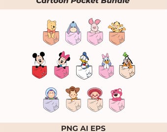 Clip art PNG de dibujos animados de bolsillo para sublimación (descarga digital)