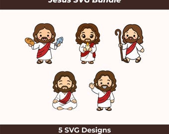 Paquete de archivos SVG de Jesús, conjunto cristiano de 2 archivos de corte en capas para manualidades DIY.