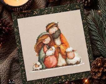 Nativity Cross Stitch Pattern PDF, Holy Night Christmas Scene
