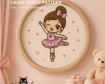 Ballerina Cross Stitch Pattern, Instant Download PDF (Compatible with Pattern Keeper)