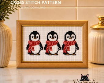 Penguin Cross Stitch Pattern PDF, Easy Embroidery Design, Pattern Keeper Compatible