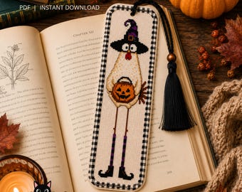 Halloween Chicken Cross Stitch Bookmark Pattern (PDF Download)