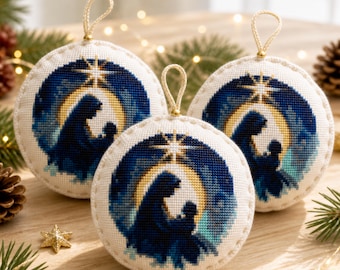 Nativity Cross Stitch Pattern, Mary and Baby Jesus, Christmas Embroidery PDF