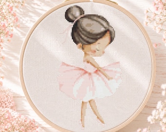 Ballerina Cross Stitch Pattern, Counted Embroidery Design, Printable PDF