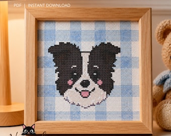 Border Collie Cross Stitch PDF Pattern – Easy for Beginners, Instant Download