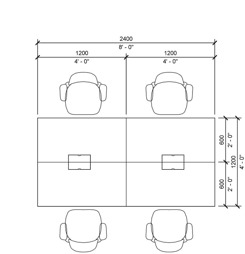 Office Layout Rfa 4 Seater Workstation Revit Family | Office Desk Cluster BIM Furniture ...